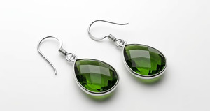 Pendientes Colgantes de Piedra Caliza Natural Vintage al por Mayor, Facetados, Plateados, con Gema Verde, Hechos a Mano, Joyería de Moda Unisex - Product Image 2