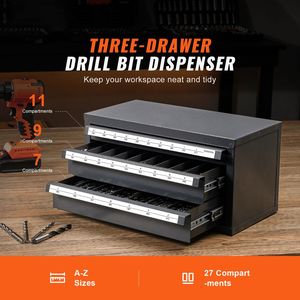 Armadietto Organizzatore in Acciaio a Tre Cassetti per Punte da Trapano, Sistema di Stoccaggio A-Z per Gestione Efficiente del Magazzino - Product Image 5