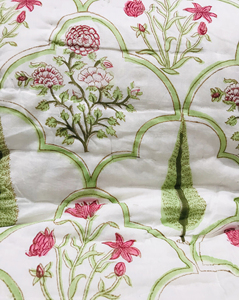 Traditional Block Print Cotton <b>Quilt</b> with Floral Pattern Reversible All-Season Handmade Skin-Friendly & Breathable Home Use - Product Image 6