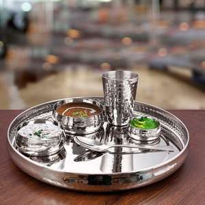 Service Thali Martelé en Acier Inoxydable Collection Vaisselle Design Ventre - Product Image 2