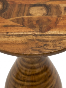 Table basse en bois moderne, design contemporain, fabrication artisanale, meubles de salon, plateau rond, base en bois massif - Product Image 2