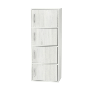 High Quality 1614-D Modern Wood 4-Door <b>Storage</b> <b>Cabinet</b> for Living Room <b>Bedroom</b> Compact Cupboard Particle Board Organizer Silver - Product Image 1