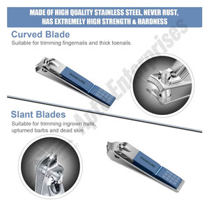 Ensemble de manucure bleu, coupe-ongles professionnels, kit de pédicure, 16 pièces, ciseaux à ongles en acier inoxydable, kit de manucure et de pédicure - Product Image 2