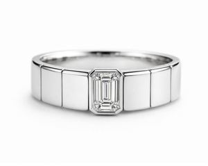 <b>Emerald</b> Cut Moissanite Luxury <b>Ring</b> 925 Sterling <b>Silver</b> White Gold Plated Elegant Solitaire Engagement Wedding Anniversary <b>Ring</b> - Product Image 1