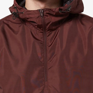 Men's Windproof Hooded Puffer Jacket Color Blocking Burgundy <b>Black</b> Quarter Zip Casual Autumn Wear - Product Image 5
