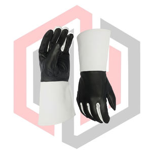Gants de soudage en cuir de chèvre noir et blanc, antistatiques, antidérapants, respirants, avec manchette longue de 16 pouces, résistants à la chaleur, sans silicone - Product Image 4