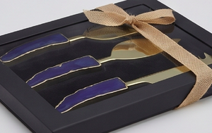 Luxury Design <b>Cheese</b> <b>Knives</b> <b>Set</b> Of 3 With Blue Inlay Handles Handmade Flatware Best Quality Elegant <b>Cheese</b> Tools For Kitchen Use - Product Image 3