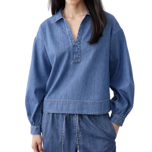เสื้อเชิ้ตยีนส์ลำลองสำหรับผู้หญิง แต่งกระดุม ล้างสี พร้อมใส่ได้ทั้งฤดูร้อนและฤดูหนาว สวมใส่สบาย ผ้าฝ้ายปรับแต่งได้ ขายส่ง - Product Image 4