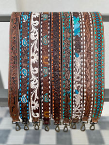 Nouveau best-seller sangle de sac à main de remplacement occidentale en cuir usiné à la main et sangle de caméra avec boutons-pression en laiton antique - Product Image 5