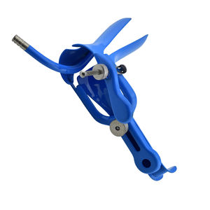 Spéculum gynécologique manuel doublement isolé de haute qualité (bleu) avec évacuation des fumées pour procédures électrochirurgicales - Product Image 4