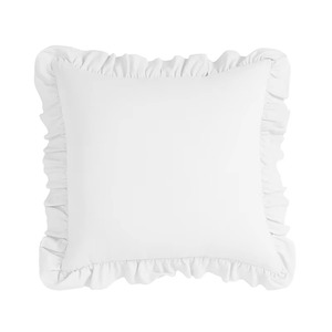 Housse de coussin carrée en coton bleu marine avec bordure à volants, fermeture enveloppe, style classique, décoration intérieure - Product Image 3