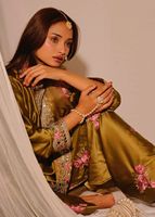 Ensemble 3 pièces haut de gamme en satin japonais, comprenant un salwar farshi et un dupatta, avec broderie et travail de sequins, en organza de soie de 2,30 mètres, prêt-à-porter ethnique.