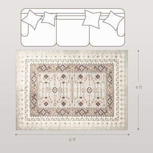 Tappeto Lavabile in Lavatrice 4x6 Stile Boho in Flanella, Antiscivolo, Grande Tappeto per Soggiorno, Camera da Letto, Sala da Pranzo - Marrone - Product Image 3