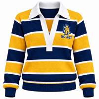 Pull-over en tricot rayé personnalisé pour l'université NC A&T, à manches longues, style rugby universitaire, brodé, vente en gros