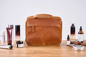 Premium Leather Toiletry Bag Men Travel Cosmetic Organizer Waterproof Grooming Storage <b>Case</b> LTB-0131 - Product Image 3