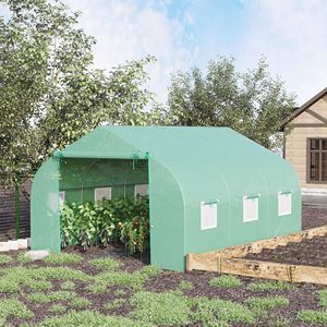 Serra a tunnel da esterno 12x10x7 con telaio in acciaio resistente, finestre scorrevoli, porta con cerniera e copertura in PE per giardino - Product Image 2