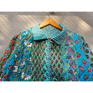 Vintage Floral Patch Quilted Jacket Women's Reversible Cotton <b>Patchwork</b> Jacket Breathable Knitted <b>Top</b> for Autumn gift for her - Product Image 4