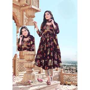 แฟชั่นผ้าเรยอนผ้าฝ้ายปักลายพื้นพร้อม dupatta - Product Image 1