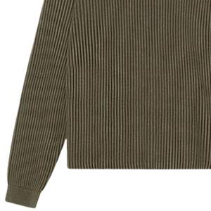 Pull ras du cou côtelé kaki délavé pour homme – Style décontracté avec détails côtelés - Product Image 3