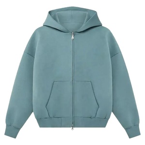 Sweat à capuche double fermeture éclair avec logo personnalisé pour hommes Vente en gros Pull oversize Sweat-shirt à capuche lourd à épaules tombantes pour l'hiver - Product Image 1