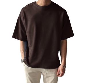 Camiseta de algodón 100% con hombros caídos para hombre, ajuste Regular, secado rápido, transpirable, manga corta, hilo teñido, lavado, tejido sólido en blanco - Product Image 4