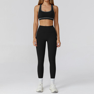 Custom Logo Brushed Yoga Set Tight Fit Quick Dry <b>Bra</b> Mid Waist Shorts Fitness Outfit Breathable Outdoor Running Workout Wear - Product Image 2