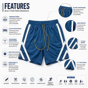 Pantalones Cortos Deportivos de Verano para Hombre, Tejidos, Casuales, 100% Nailon y Spandex, Ecológicos, con Logotipo Frontal, hasta la Rodilla, Resistentes al Viento, de Alta Calidad - Product Image 6