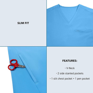 Unisex <b>Scrub</b> <b>Top</b> Custom Logo LUXURY ENTERPRISES Needle Detection Seamless Fusing Comfortable Lightweight Medical Hospital - Product Image 2