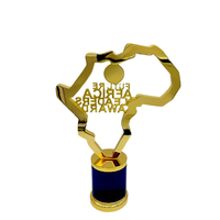 Trophée d'entreprise personnalisé en aluminium gravé CNC, finition polie écologique, gravure or/argent, design carte d'Afrique
