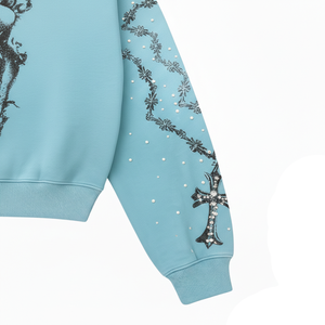 Sweat à capuche zippé boxy en molleton délavé pour homme, 400 GSM, avec motif graphique vieilli en strass, style streetwear - Product Image 4