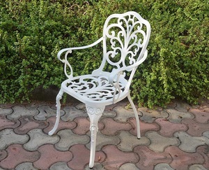Modern Phoenix Cast Aluminum Rocking Turned Leg <b>Armchair</b> European Farmhouse Style Durable Rustproof Metal <b>Dining</b> Chair Garden - Product Image 2