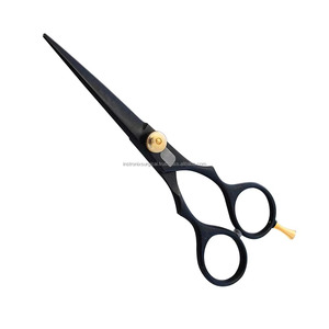 Tijeras de Peluquería de Acero Inoxidable con Tornillo Ajustable y Reposa Dedos para Salón de Belleza, Venta al por Mayor, OEM, ODM, Recubrimiento Negro - Product Image 4