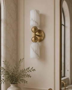Double Alabaster <b>Wall</b> <b>Sconce</b> Contemporary Marble Geometric Indoor <b>Lighting</b> Fixture for Living Room Home Decor - Product Image 5