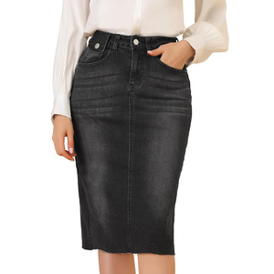 Latest Design Long Denim Skirts 2025 Wholesale Low Price Casual Wear Women Denim Cotton Skirts - Product Image 3