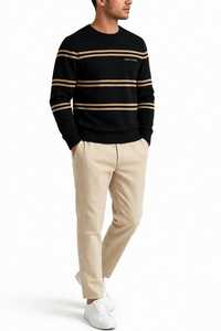 Oneten Apparel <b>Men's</b> Black Cartoon Pattern <b>Collarless</b> Long Sleeve Knitted 100% Polyester Loose Fit Casual <b>Shirts</b> Winter - Product Image 3