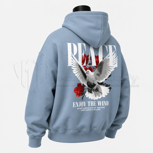 Sweat-shirt à capuche bleu clair pour homme, coupe classique, imprimé motif rose, streetwear décontracté, pull-over - Product Image 5