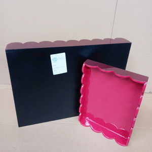 Modern scalloped lacquer serving tray from <b>Vietnam</b>, designed with premium craftsmanship and customizable color solutions - Product Image 6