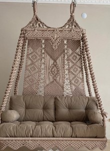<b>Macrame</b> Brown Garden Swing,<b>Macrame</b> Double Swing,<b>Hanging</b> Swing,Balcony Swing,Patio - Product Image 2