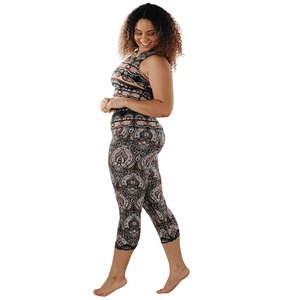 New Design Women's OEM Devine Feminine Printed Yoga <b>Set</b> 2 Piece Flexible Women <b>Set</b> Breathable Sweat Wicking High Waist Leggings - Product Image 1