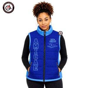 Nouveaux produits – Gilet matelassé unisexe Zeta Amicae imperméable et coupe-vent à col montant sans manches pour sororité - Product Image 1