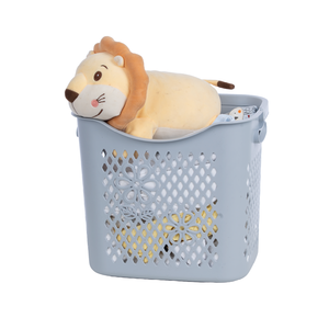 Plastic Eco-Friendly Multifunction Storage <b>Basket</b> <b>Handle</b> Hollow Floral Pattern Portable Laundry Hamper Nursery Kids Toy Storage - Product Image 1