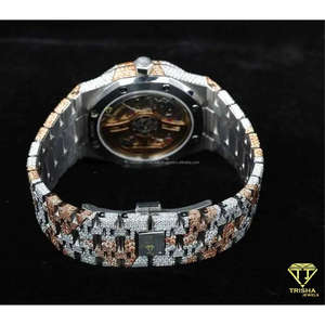 Montre pour homme en acier inoxydable, personnalisée, style hip-hop, bicolore, sertie de diamants Moissanite VVS - Product Image 4