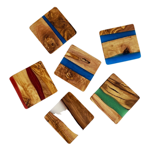 Sous-verre en bois et résine de haute qualité pour ustensiles de cuisine et verres à jus, sous-verre en résine verte de forme carrée, prix le plus bas - Product Image 5