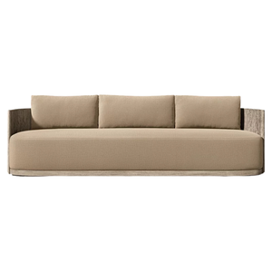 Premium Minimalist Solid Teak Wood Outdoor <b>Sofa</b> Luxury Upholstered Patio Couch Three Seaters Contemporary Lounge Furniture - Product Image 5