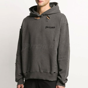 Premium Streetwear Distressed <b>Hoodie</b> For Men Trendy Pullover With High Quality Fabric Blend - Product Image 4
