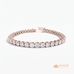 กำไลข้อมือโรสโกลด์ประดับมอสซาไนต์สำหรับผู้หญิง สร้อยข้อมือแบบโซ่และแบบเชื่อมต่อ เครื่องประดับทันสมัยเก๋ไก๋ ของขวัญวันครบรอบแต่งงาน - Product Image 1
