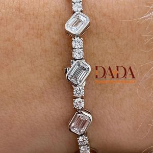 Pulsera de eslabones con esmeraldas de élite y diamantes cultivados en laboratorio para mujer, pulsera de tenis contemporánea, regalo de joyería fina - Product Image 4