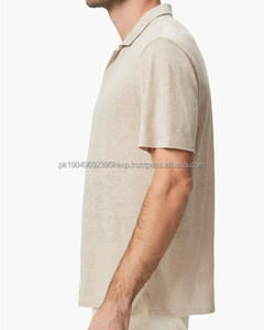 Chemises polo pour hommes en vente d'usine, nouveau design, haute qualité, couleur unie, chemise en lin unie, chemise décontractée, logo personnalisé, manches polo - Product Image 4