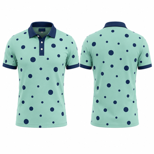 เสื้อโปโลชายสีขาวลายจุด แขนสั้น ผ้าฝ้ายอ๊อกซ์ฟอร์ด ดีไซน์ลำลอง ระบายอากาศได้ดี - Product Image 5