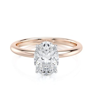 Bague de fiançailles solitaire en diamant de laboratoire taille ovale 2,40 carats, or rose, bijoux fins personnalisés pour mariage, vente en gros - Product Image 1